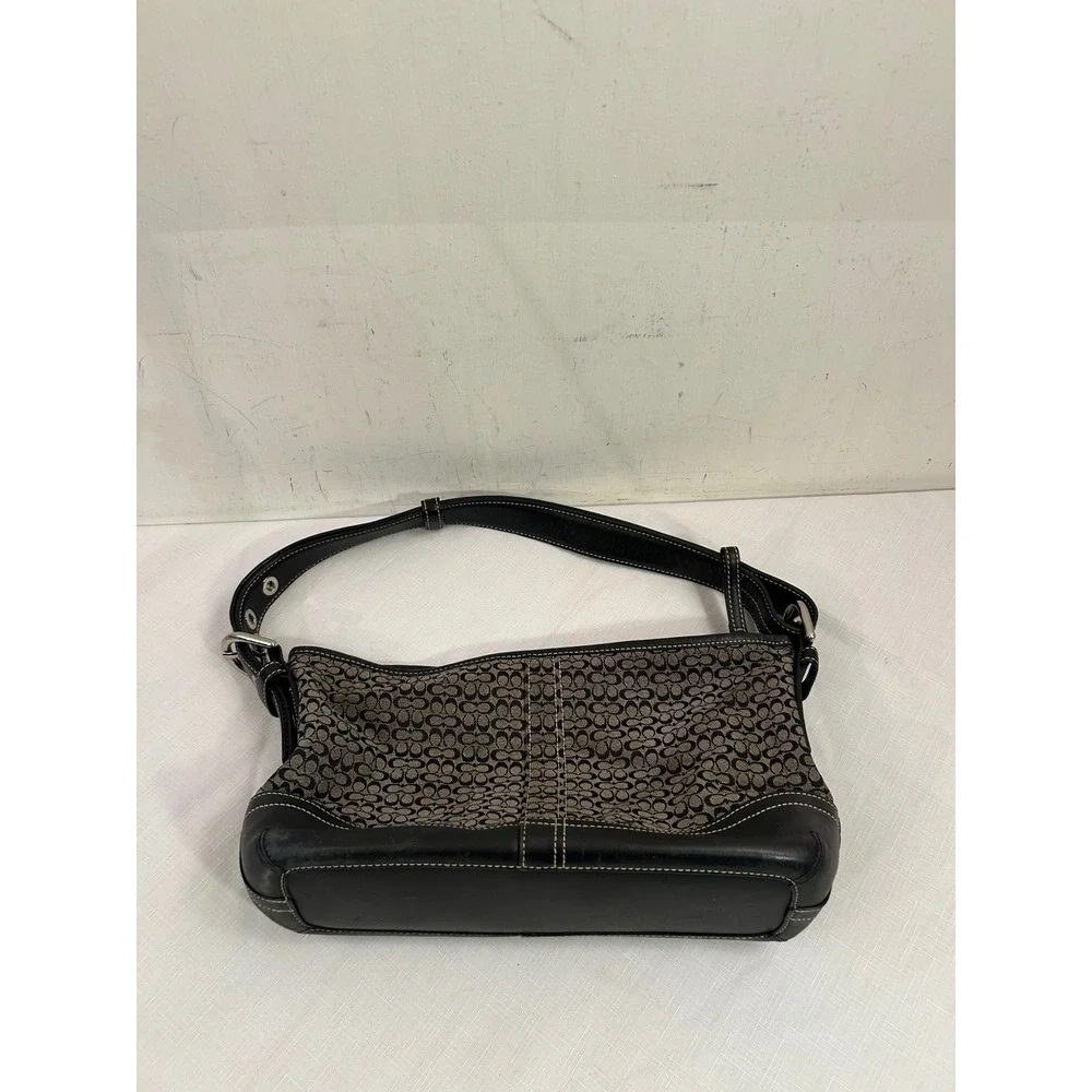 Coach Shoulder Bag Small Y2K Black Signature Jacquard Leather F10945 Women